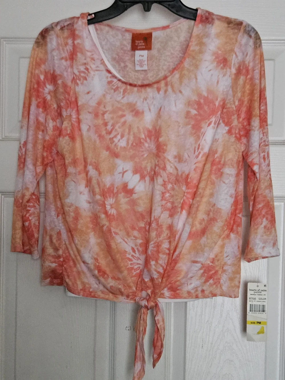 Hearts of Palm Petite Medium Orange Tie Dye Tie-Front Top Tank Duo NWT
